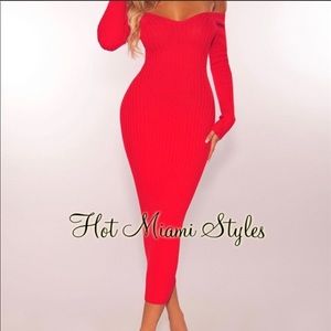 Hot Miami Styles red body con dress